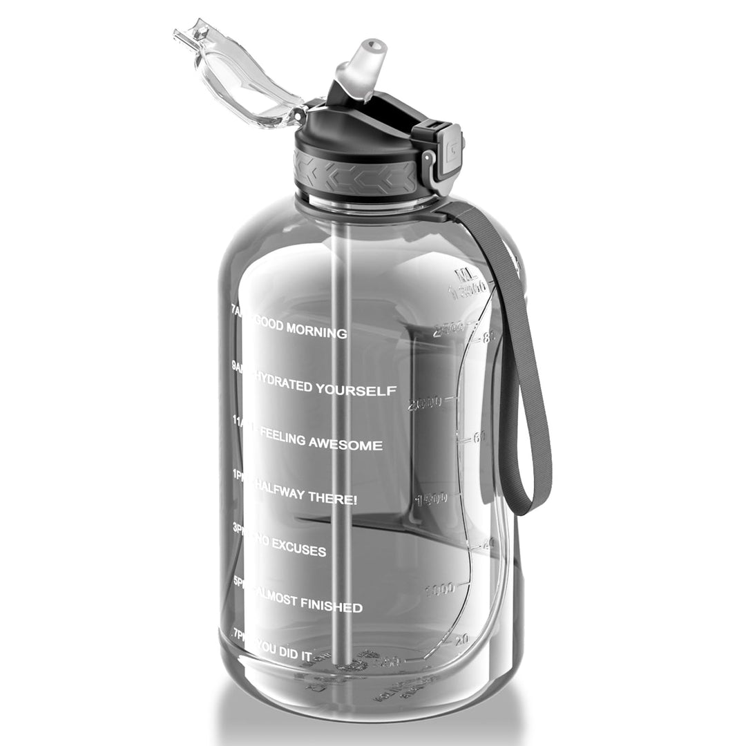 3 Liter Trinkflasche Sport mit Strohhalm BPA Frei Zeitmarkierungen Grosse Wasserflasche für Gym Work