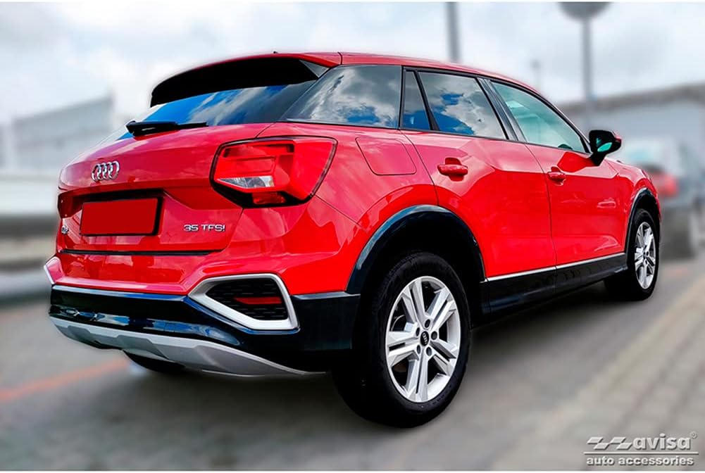 Avisa Schwarz Edelstahl Heckstossstangenschutz kompatibel mit Audi Q2 Facelift 2020-