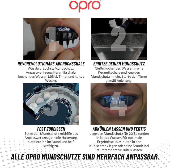 OPRO Instant Custom-Fit Mundschutz, revolutionäre Anpassungstechnologie für ultimativen Komfort und
