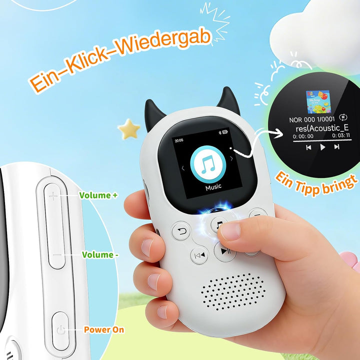 64GB MP3 Player Kinder Bluetooth 5.3 MP3-Player mit Lautsprechern UKW-Radio, Wecker, 750-mAh-Akku, B
