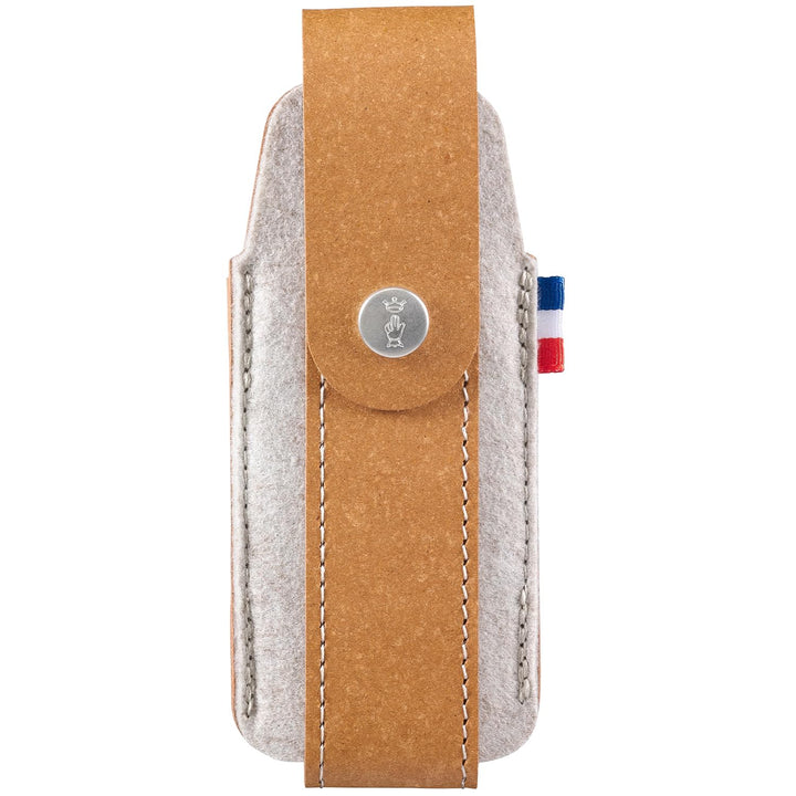 Opinel Outdoor-Etui L aus recyceltem Leder &amp; R-PET-Filz – Braun – Nachhaltige Messertasche für Opine