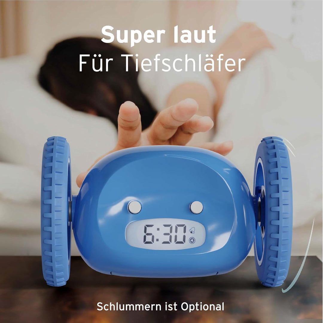 CLOCKY Lauter Wecker für schwere Schläfer auf Rädern (Erwachsene Kinder) Weglaufen Fahrender Springe
