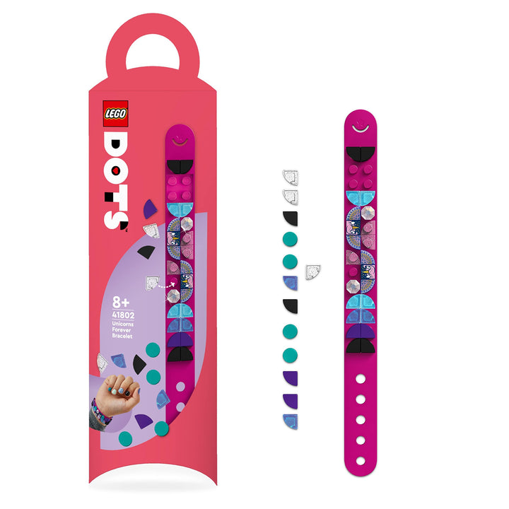 LEGO 41802 DOTS Einhorn Armband, kreatives Spielzeug DIY Schmuck-Bastelset mit glitzernden Steinen f