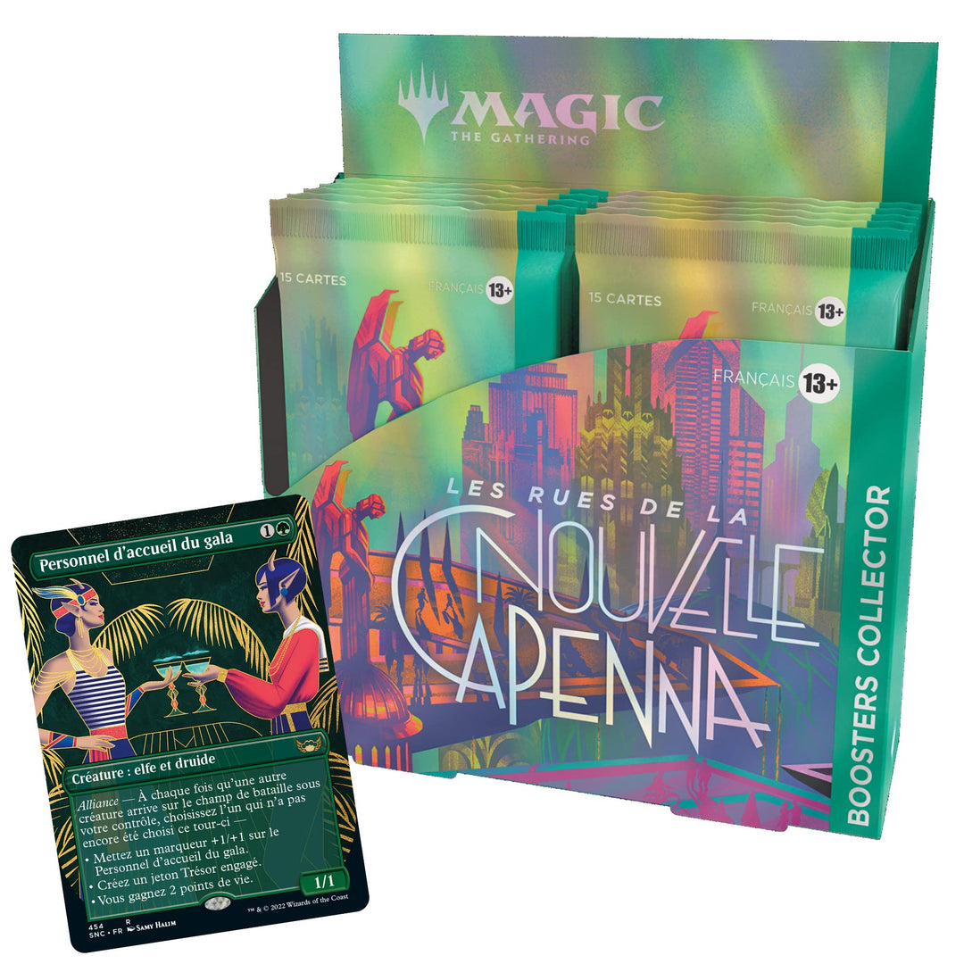 Magic The Gathering Les Strassen der New Capenna, 12 Booster und Präsentationskarte (französische Ve