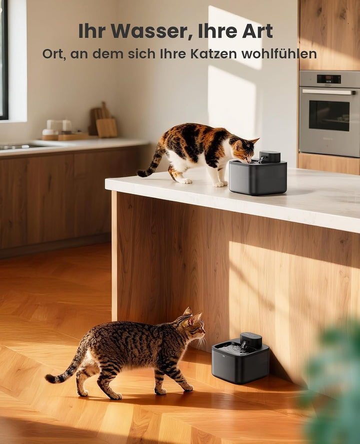 oneisall katzenbrunnen kabellos, 2.2 L trinkbrunnen für Katze kabellos mit bewegungsmelder, 20 dB ul