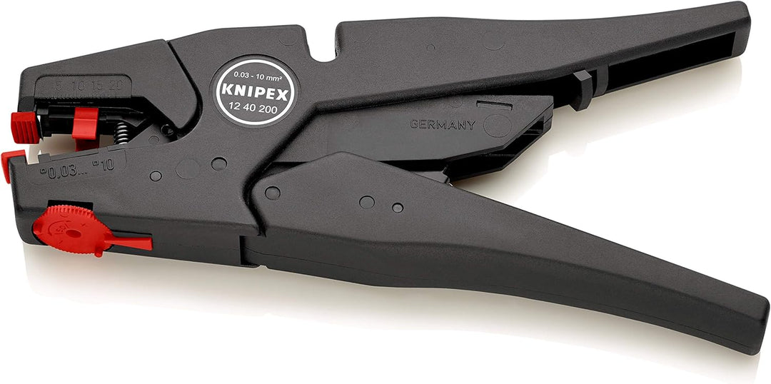 KNIPEX Selbsteinstellende Abisolierzange (200 mm) 12 40 200, Schwarz &amp; ErgoStrip Universal-Abmantelu