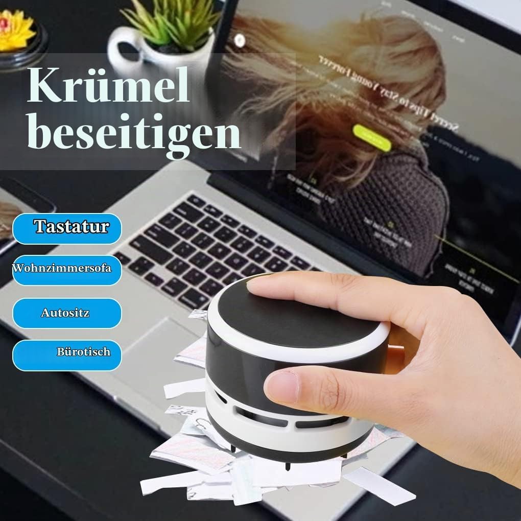 Mini Staubsauger,Tischstaubsauger,Mini Vacuum Cleaner,Tischsauger für Schreibtisch Gadgets,Schwarz,