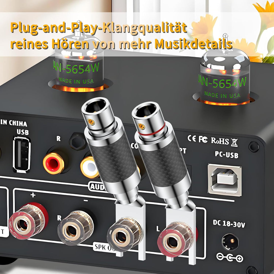 Tertullus 4 Stücke High End Kabelschuhe Gabelstecker Klemmen Verbinder Carbon Gabelweite 8,0 mm Voll