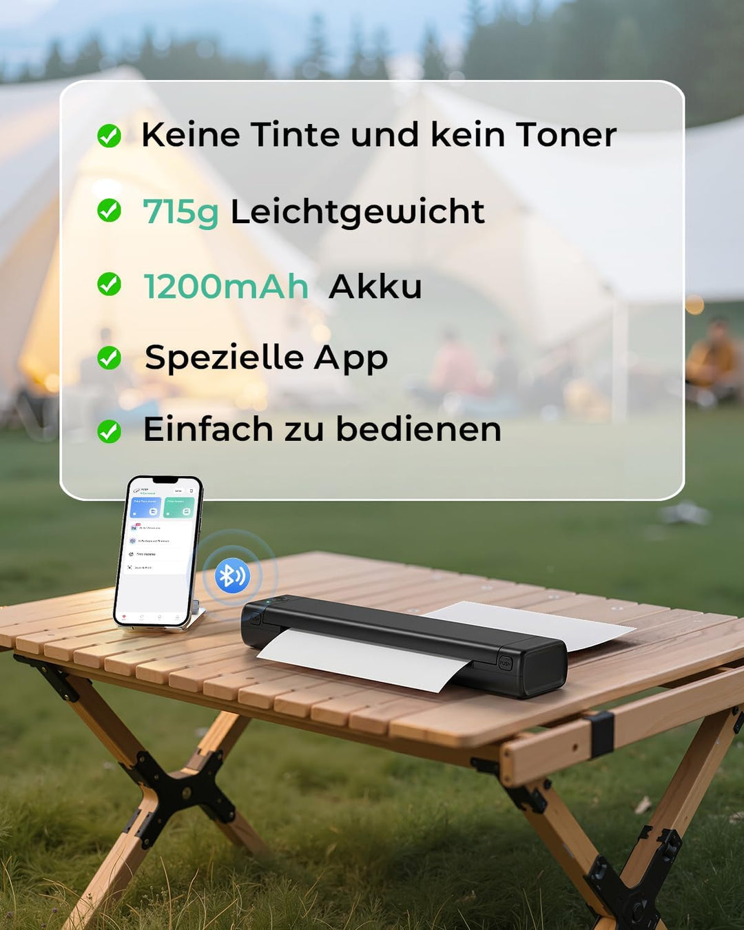 Phomemo M08F Mobiler Drucker A4 für Unterwegs Thermodrucker - Tragbarer Bluetooth Drucker für Den He