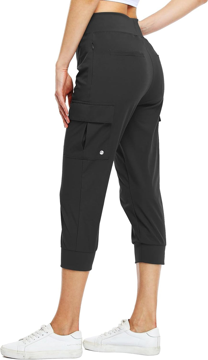 WILLIT Damen Caprihose, leicht, für Workout, Outdoor, Athletik, wasserabweisend, LSF 50+ S Schwarz,