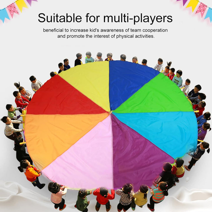 SPYMINNPOO Regenbogen Schwungtuch, 3/3,6/6 Meter Bunt Fallschirm für Kinder Spielzeug, Mehrfarbiges