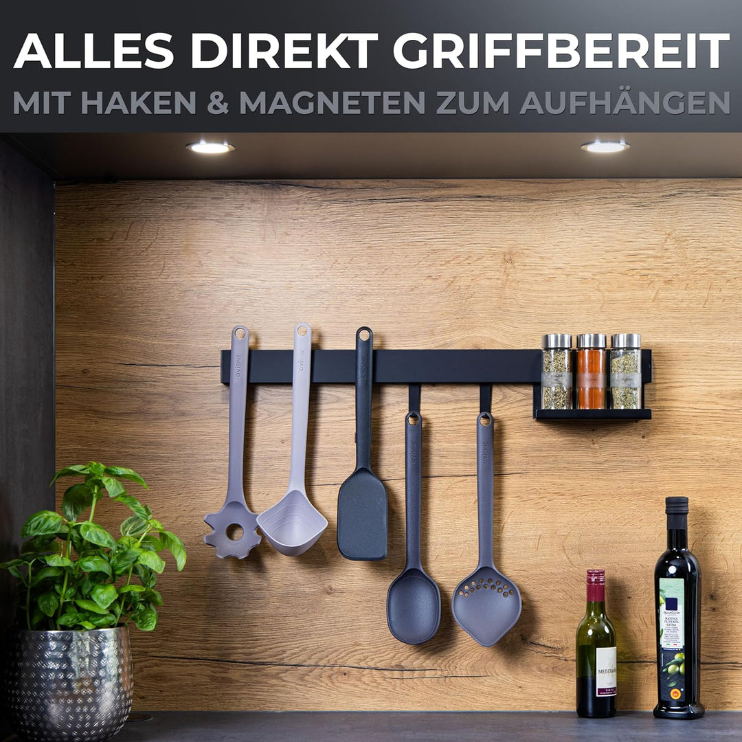 Küchenreling Starterset Orléans | schwarz | inkl. Hängeelemente | pulverbeschichteter Edelstahl | zu