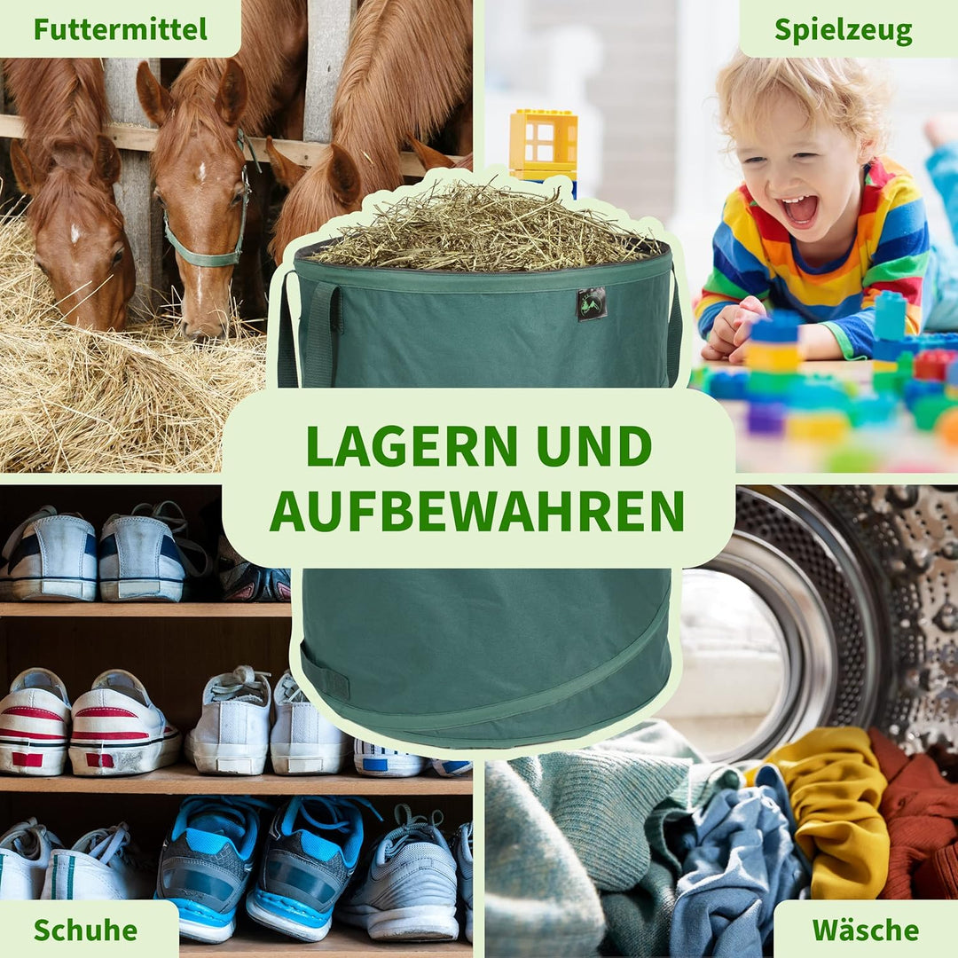 TTL Garden 2x 160L Pop Up Gartensack Premium - 220gsm 600D Oxford 2er Set 160 Liter Gartenabfallsack