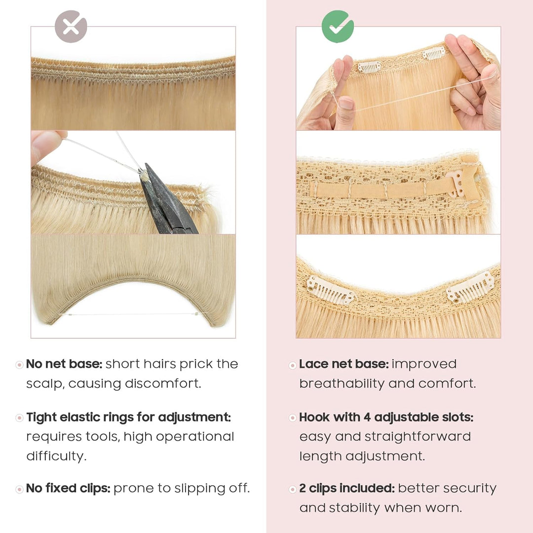 Extensions Echthaar mit transparenter Schnur, Silk-co Wire in ExtensionsBleichblond 60g, Secrets Hai