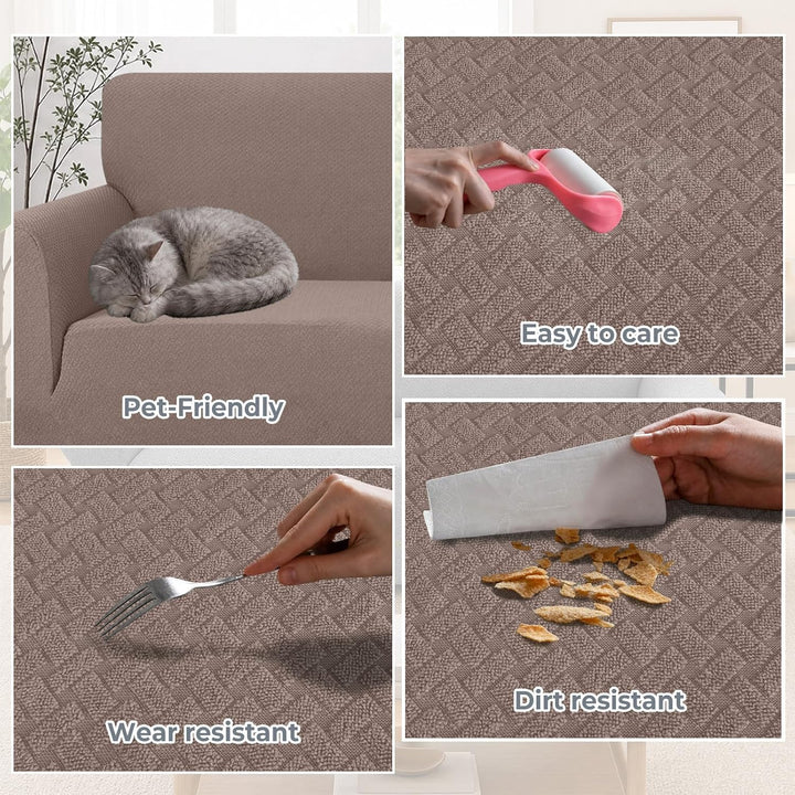 Ystyle Sofa überzug 2 Sitzer Mit Armlehne, Stretch Sofabezug rutschfest, Modern Sofa Cover Für Hunde