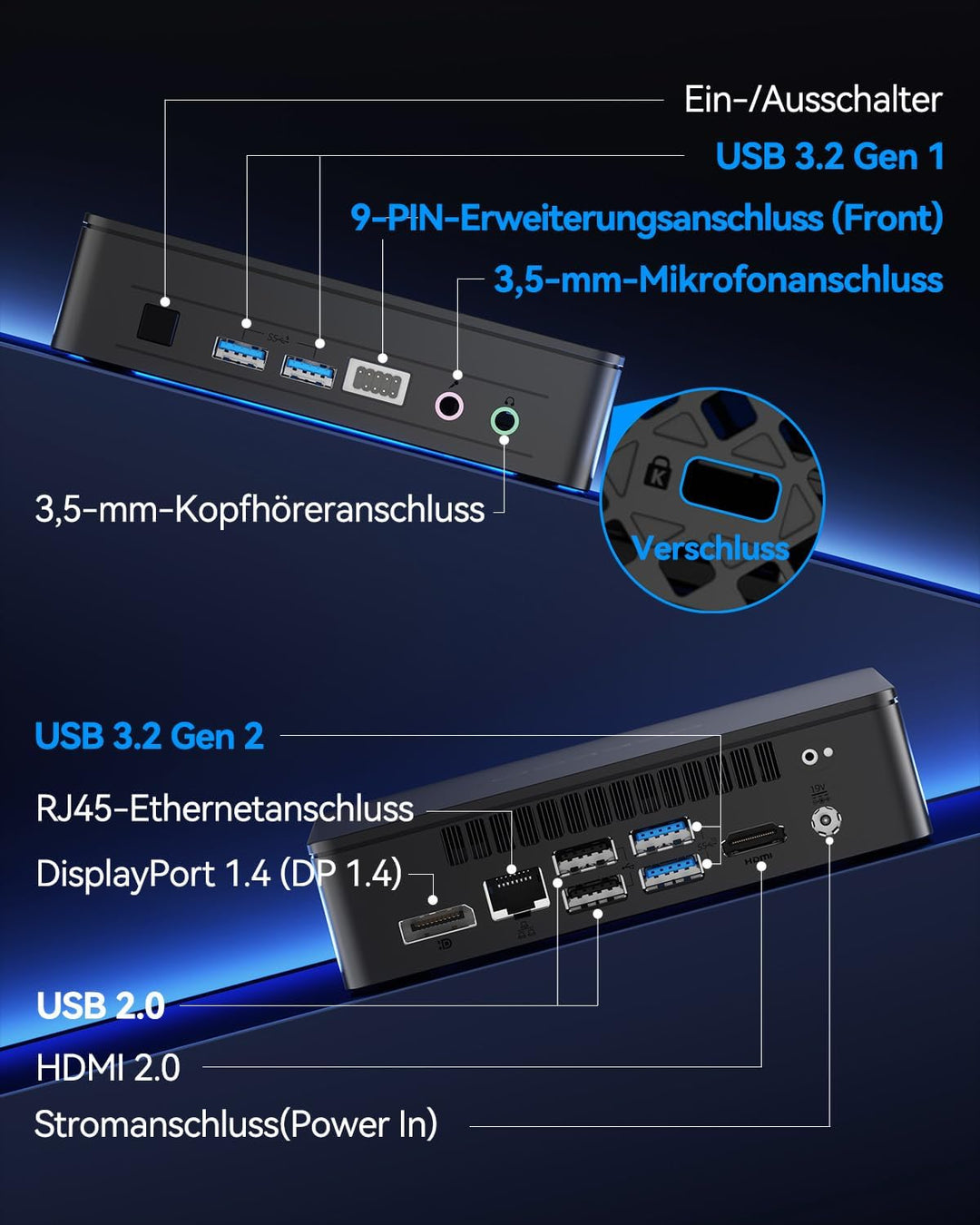 GEEKOM Air12 Lite Mini-PC – Intel Alder Lake N100 Prozessor (bis zu 3,4 GHz), 8GB DDR4 RAM + 256GB S