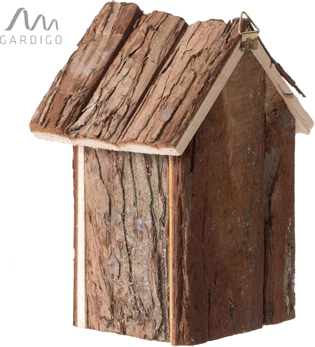 Gardigo Vogelhaus aus Holz | Nistkasten zum Aufhängen | 16 x 19,5 x 11,5 cm | Unbehandeltes Holz | N