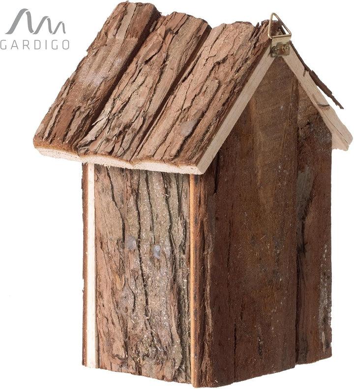 Gardigo Vogelhaus aus Holz | Nistkasten zum Aufhängen | 16 x 19,5 x 11,5 cm | Unbehandeltes Holz | N