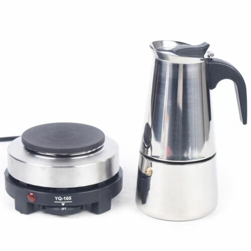 Espressokocher, Edelstahl Espressokännchen 6 Tassen 300ml Espressokanne Elektrische Kaffeekanne mit