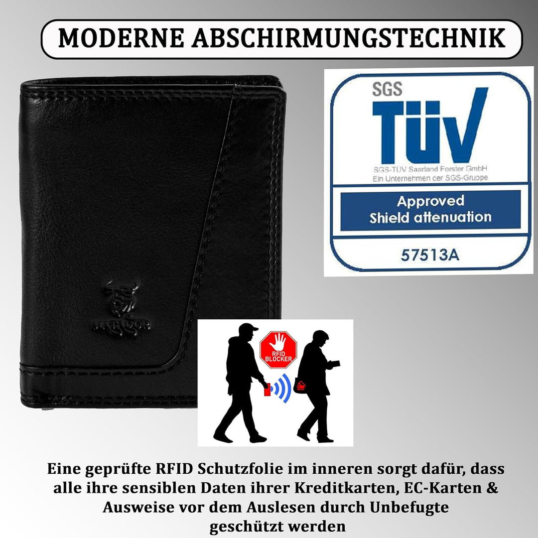 MATADOR Echt Leder Geldbörse Herren mit Geheimfach – Geldbeutel Herren Leder mit RFID Schutz | Porte