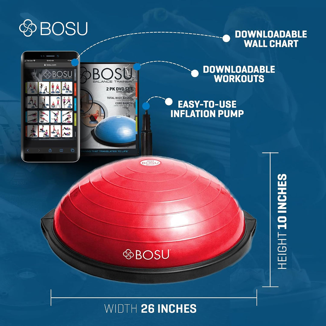 Bosu, Home Gym Equipment, The Original Balance Trainer, 66 cm Durchmesser rot / schwarz, rot / schwa