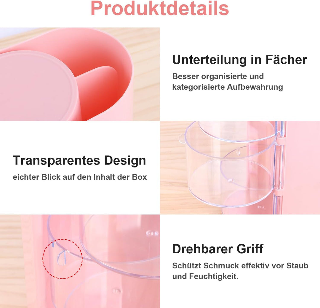 Schminktisch Organizer Haargummi Aufbewahrung 180°Dreh Kosmetik Organizer Schmuck 2Stk 3 Lagig Make