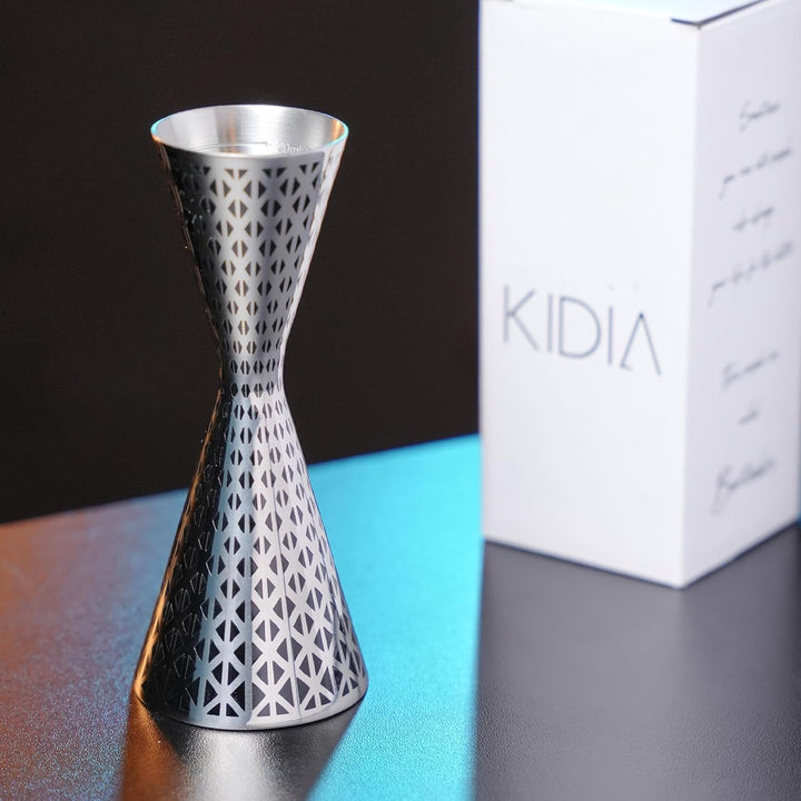 Kidia Doppel Jigger - Doppelter Cocktail-Messbecher mit - 304 Edelstahl mit Chromüberzug, silberner