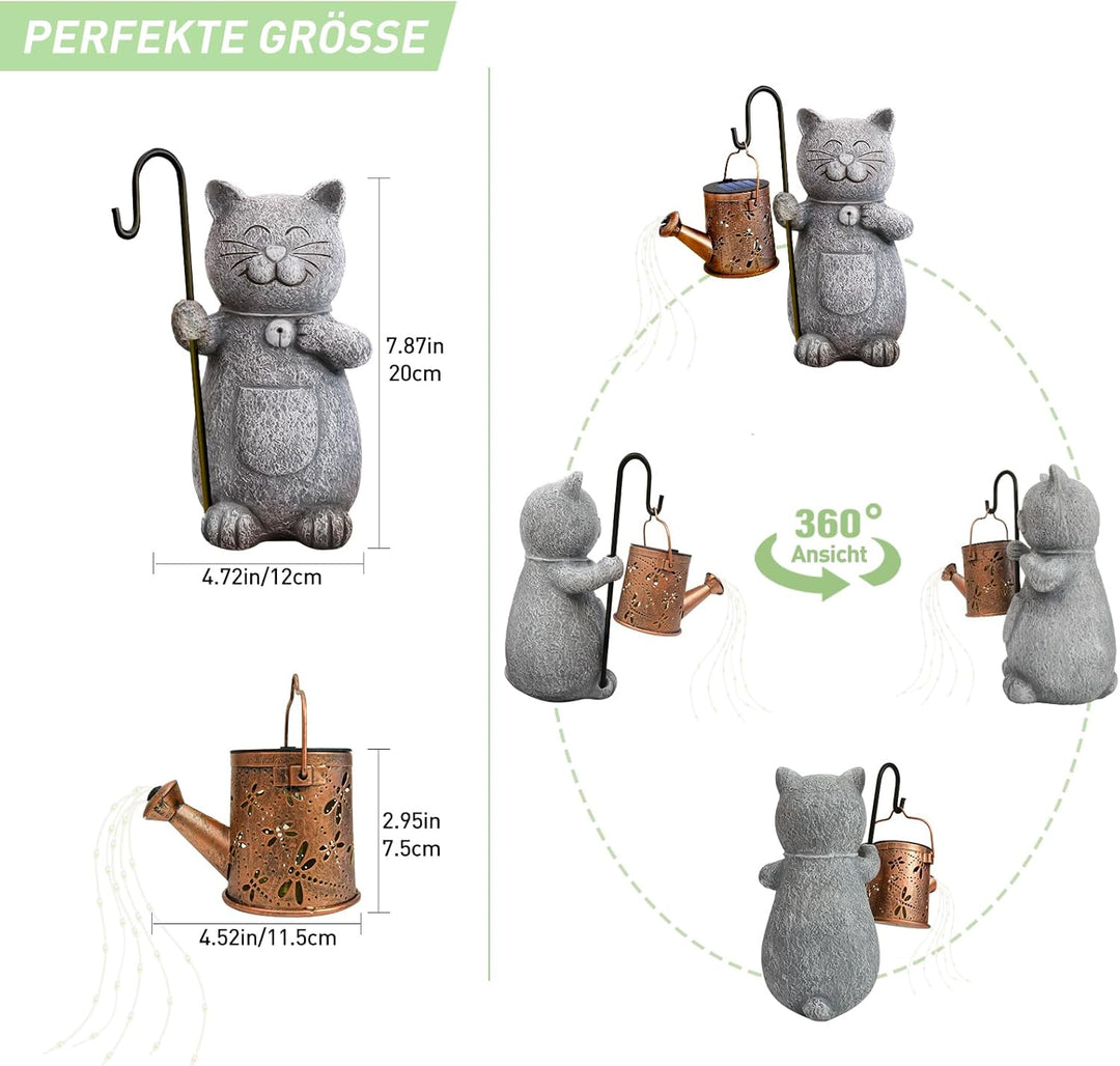 Hinshark Geschenke für Frauen Mama, LED Deko Katze Gartenstatuen, Geschenke für Frauen Weihnachten,