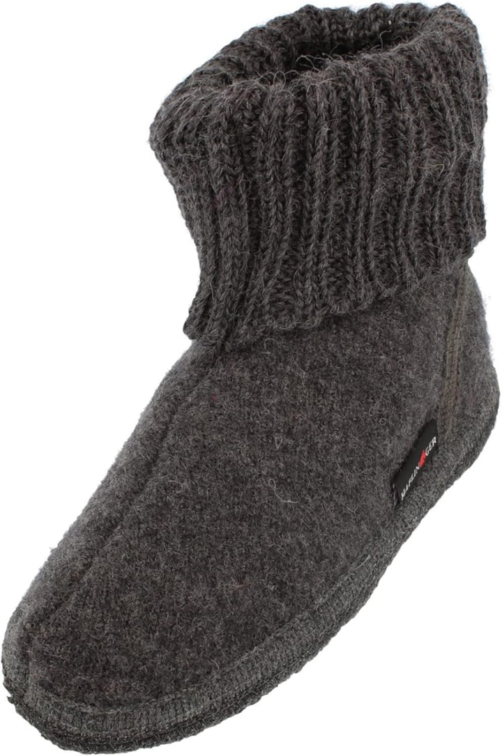HAFLINGER Hüttenschuh Karl Filzpantoffel mit Kragen Hausschuh 23 EU Graphit, 23 EU Graphit