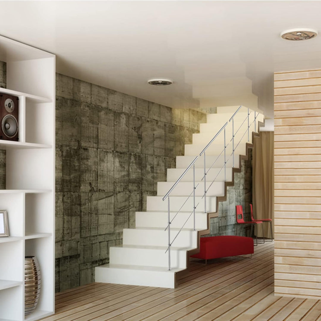 Sonnewelt Edelstahl-Handlauf Geländer für Treppen Brüstung Balkon Ø 42mm,mit 3 Querstreben (100cm, 3