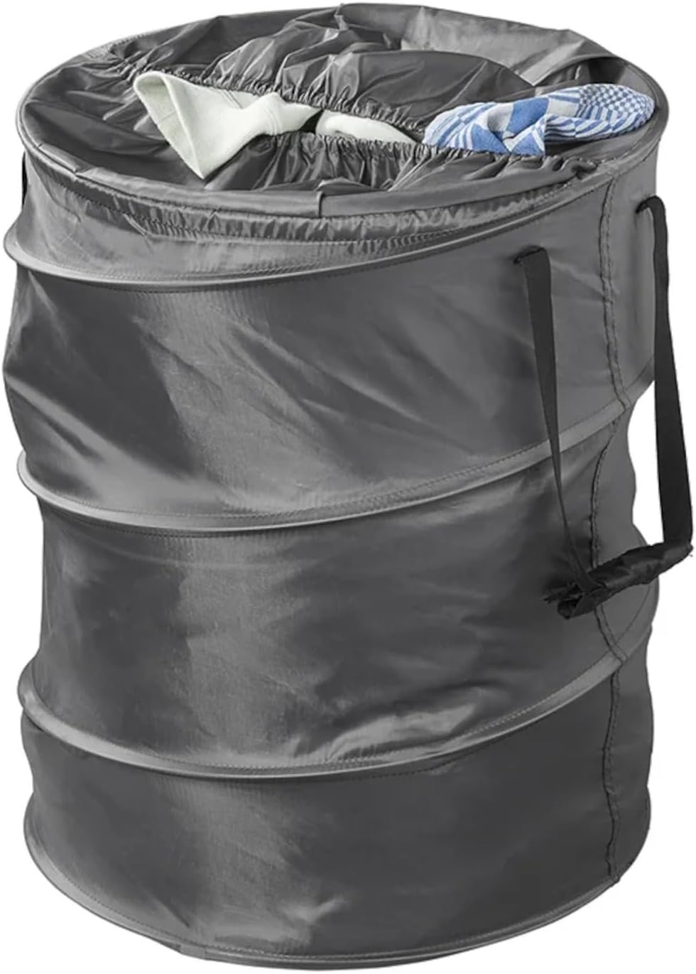 ProPlus Faltbarer Wäschekorb Pop up Wäschesack Camping 46x60 - Tragegriffen - Gummizug - Grau