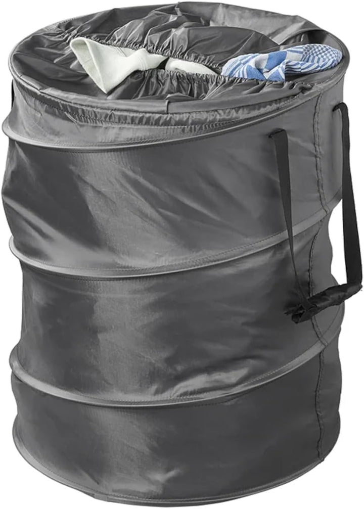 ProPlus Faltbarer Wäschekorb Pop up Wäschesack Camping 46x60 - Tragegriffen - Gummizug - Grau