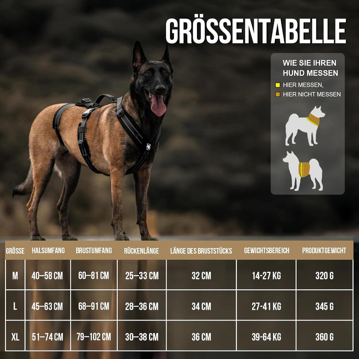 OneTigris Hundegeschirr, HOUNDLOCK Taktisches Geschirr Ausbruchsicher Einstellbar Weich Gepolstert B