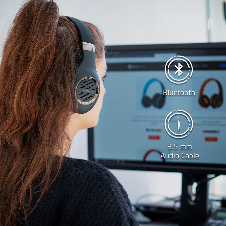 PowerLocus Bluetooth Kopfhörer Over Ear, Kabellose Kopfhörer Faltbarer mit Mikrofon, Hi-Fi-Stereo ti