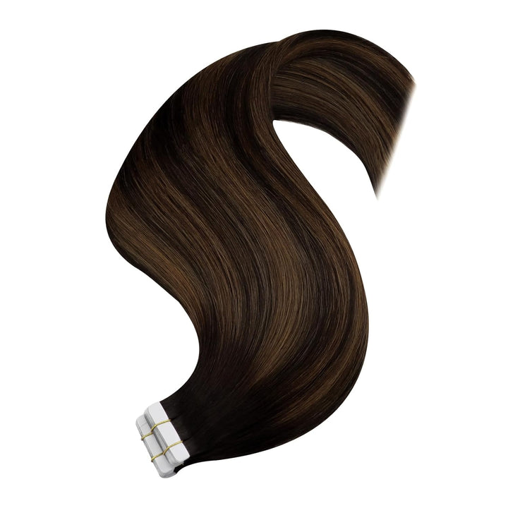 YoungSee Echthaar Extensions Tape Braun 60 cm Tape Extensions Echthaar Braun Ombre Echthaar Tape in