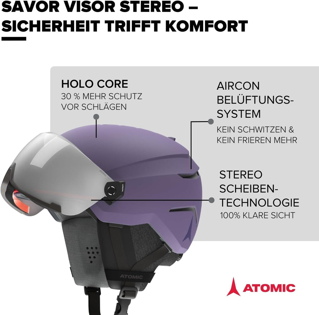 ATOMIC Savor Visor Stereo Skihelm mit Visier - Maximale Stossdämpfung - Active Aircon Belüftungssyst