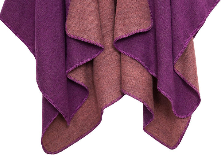 Damen Vintage Farbblocking Schal Wrap Open Front Poncho Übergrosse Winterdecke Elegant Cape Coat Ein
