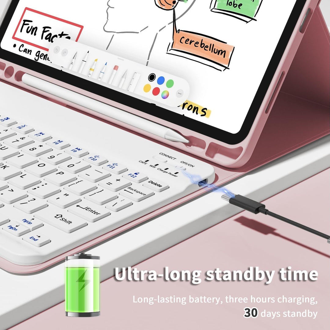 JKSML Hülle mit Tastatur für iPad Pro 11 Zoll 4./3./2.Generation (2022/2021/2020) mit Stifthalter, A