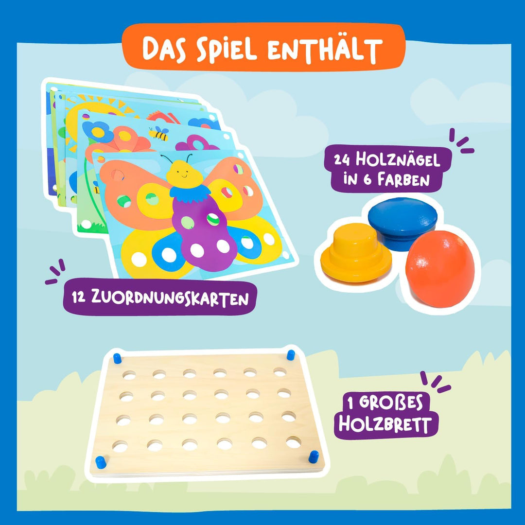 Nene Toys Holz-Steckspiel für Kleinkinder ab 2 Jahren - Mosaik Steckspiel für Kinder 2 3 Jahre - Mon