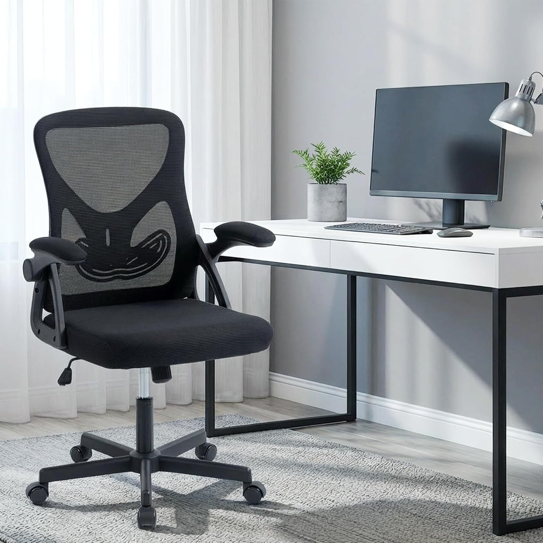 Bürostuhl ergonomisch – Schreibtischstuhl Netz, Lendenstütze 150kg | Klappbare Armlehnen, verstellba