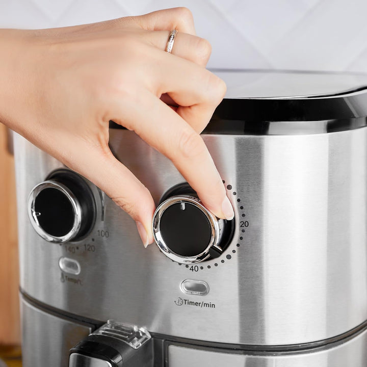 Karaca Multifry Inox 1700W Doppelfritteuse 5,5 Liter XL, Öl verspritzt, grossen Behälter, Geruchsneu