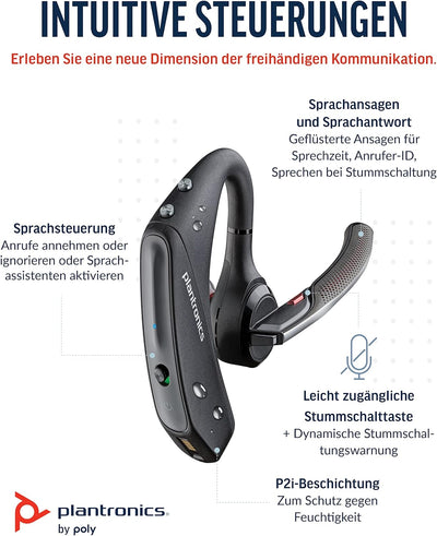 Plantronics Poly Voyager 5200 UC Wireless Headset & Ladestation Einohr Bluetooth-Headset Mono mit Mi