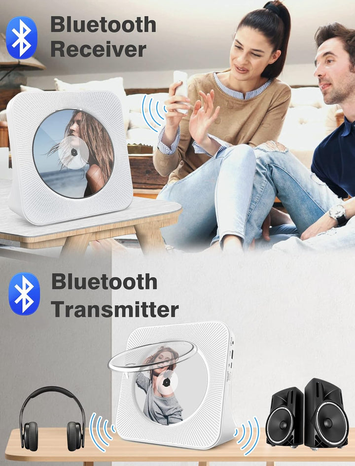 4000 mAh wiederaufladbarer CD Player Bluetooth 5.0 mit Radio 5W Dual Lautsprecher Wiedergabeleuchte