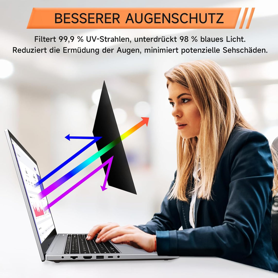 Mamol 360°Sichtschutz für 16 Zoll Laptop 16:10, Abnehmbarer Sichtschutzfolie, Anti Blaulicht Blendsc