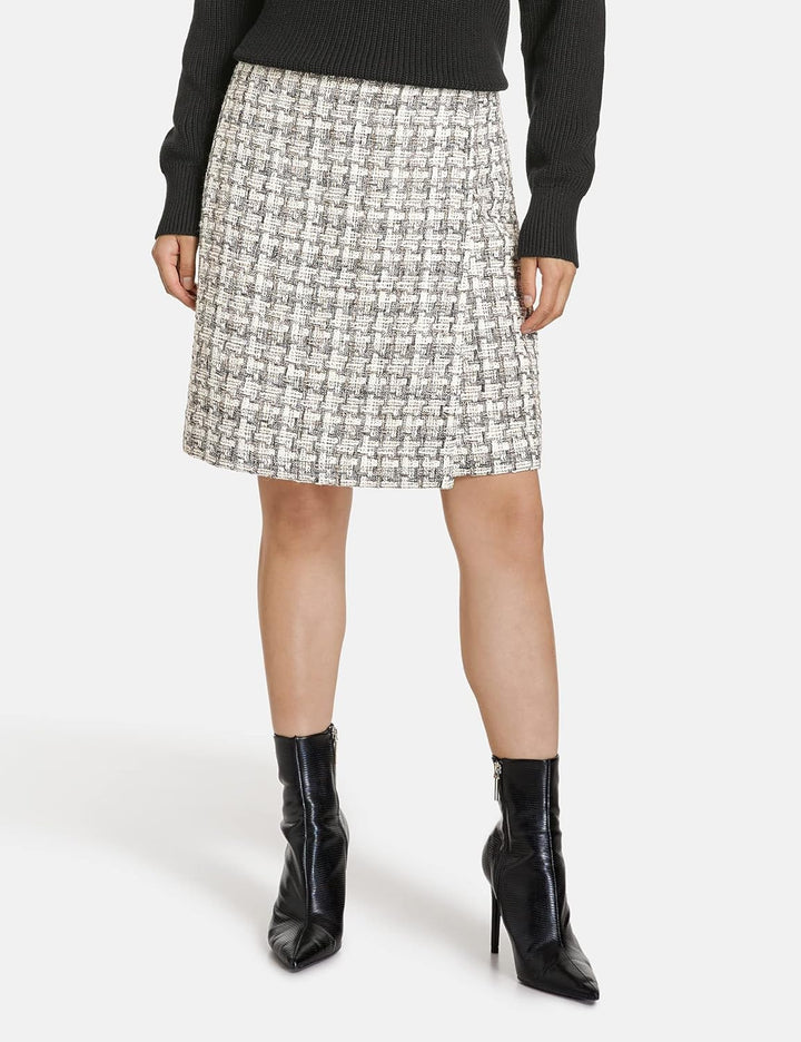 Taifun Damen Rock 42 Offwhite Gemustert, 42 Offwhite Gemustert