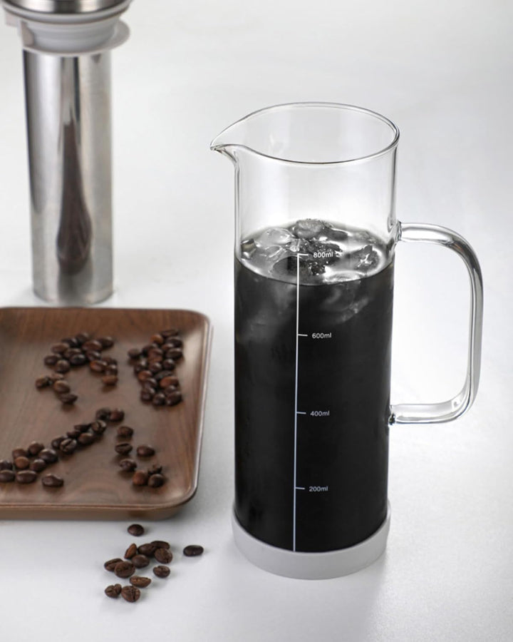 JanYoo Cold Brew Kaffeebereiter 800ml,Glas-Teekanne mit 304 Edelstahlfilter, Brühglas Karaffe Teetas