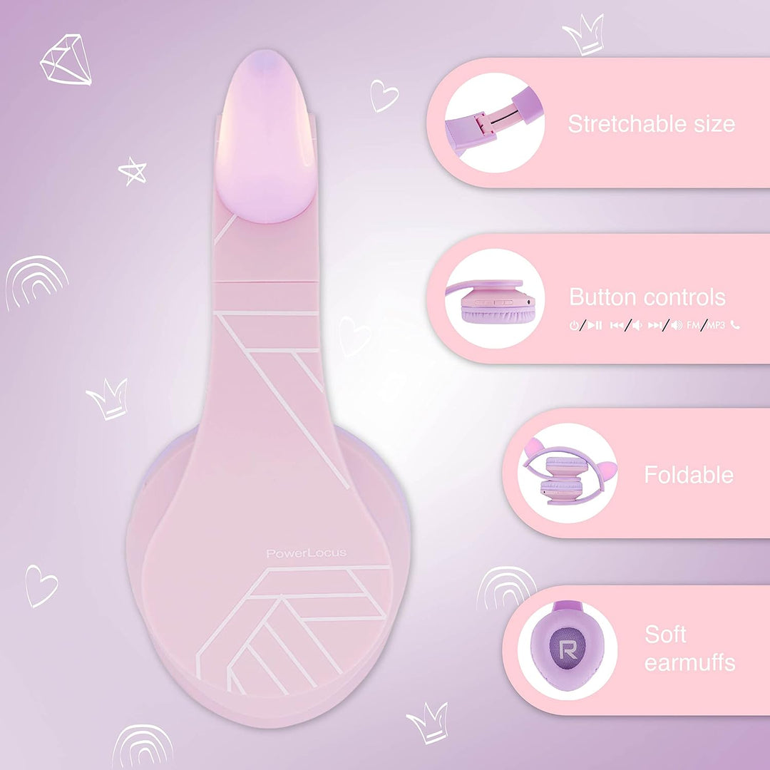 Kinder Kopfhörer, PowerLocus KinderKopfhörer Bluetooth mit 85dB Lautstärkebegrenzung, Faltbar mit Tr