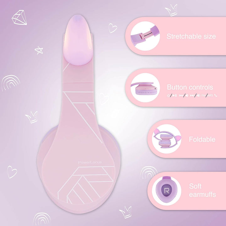 Kinder Kopfhörer, PowerLocus KinderKopfhörer Bluetooth mit 85dB Lautstärkebegrenzung, Faltbar mit Tr