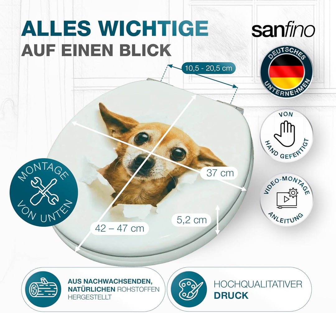 SANFINO® Premium WC Sitz mit Absenkautomatik – hochwertige Toilettendeckel aus Holz, viele bunte Mot