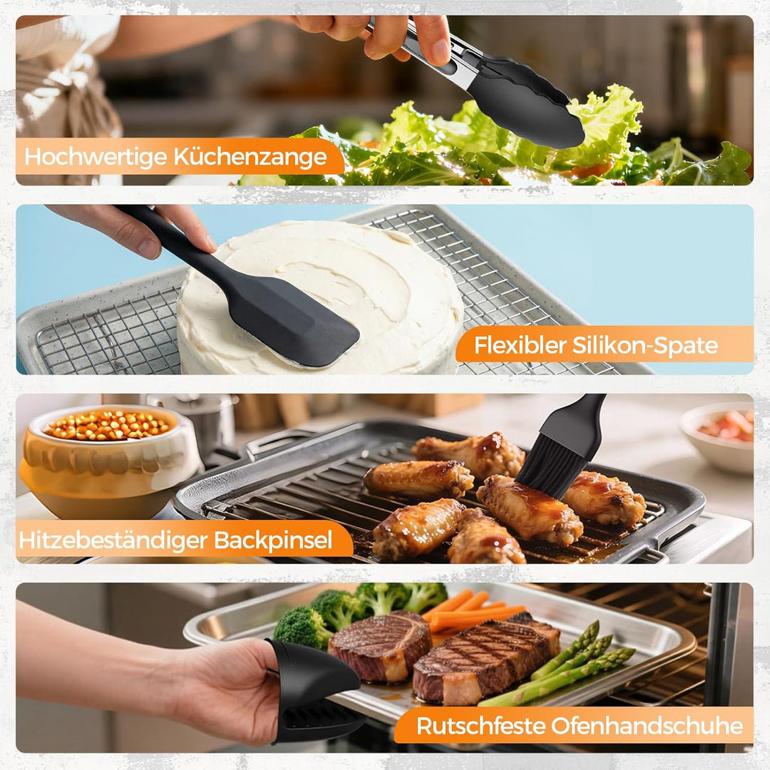 Heissluftfritteuse Zubehör für Ninja Foodi Flexdrawer 10,4L AF500EU & AF500EUCP - 3x Faltbare Siliko